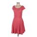 Maeve Cocktail Dress - A-Line Scoop Neck Short sleeves: Pink Solid Dresses - Women's Size Medium