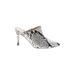 Nine West Mule/Clog: Slip On Stiletto Boho Chic Silver Snake Print Shoes - Women's Size 8 1/2 - Pointed Toe