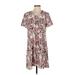 Emery Rose Casual Dress - Shift V-Neck Short sleeves: Pink Dresses - Women's Size Small