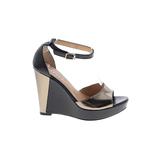 Sesto Meucci Wedges: Black Print Shoes - Women's Size 8 - Open Toe