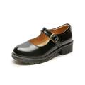 BB BEROBELLO FASHION IS AN ATTITUDE Women's Vintage Black/Brown Mary Jane Flats JK Uniform Dress Shoes, Black 4.5cm Heel, 5 UK