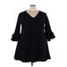 Boohoo Casual Dress - Mini V-Neck 3/4 sleeves: Black Print Dresses - Women's Size 22