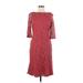 Jones New York Casual Dress - A-Line High Neck 3/4 sleeves: Burgundy Print Dresses - Women's Size 8