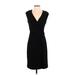 American Living Casual Dress - Wrap V-Neck Sleeveless: Black Solid Dresses - Women's Size 4