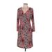 Jones New York Collection Casual Dress - Sheath V-Neck 3/4 sleeves: Red Dresses - Women's Size Medium