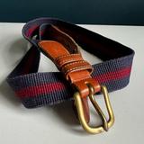 Coach Accessories | Coach Leather And Linen Striped Belt Size 32 | Color: Blue/Red | Size: 32