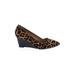 Franco Sarto Wedges: Brown Leopard Print Shoes - Women's Size 9 1/2 - Almond Toe