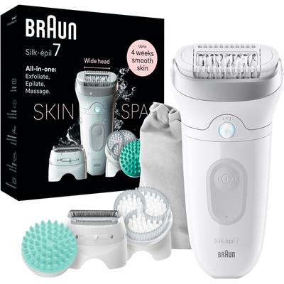 Epilierer BRAUN "Silk-épil SkinSpa 7 7-081" silberfarben Damen Epilierer