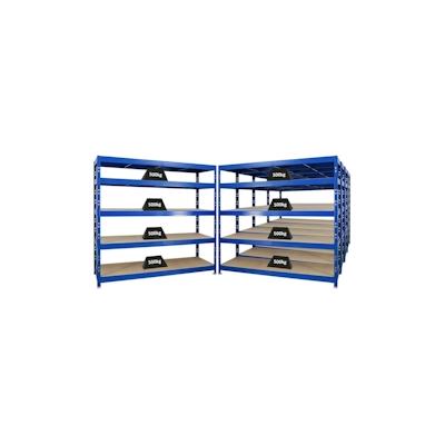 PROREGAL Mega Deal 5x Profi Schwerlastregal Rhino | HxBxT 180x200x60cm | 5 Spanplatten-Ebenen 8mm | Fachlast 500kg | Blau Image