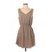 BCBGeneration Casual Dress - Mini V-Neck Sleeveless: Tan Solid Dresses - Women's Size Small