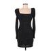 Trixxi Casual Dress - Mini Square Long sleeves: Black Dresses - New - Women's Size Medium