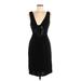 BCBGMAXAZRIA Cocktail Dress - Sheath V Neck Sleeveless: Black Print Dresses - Women's Size Medium