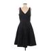 White House Black Market Cocktail Dress - A-Line: Black Solid Dresses - Women's Size 8