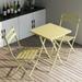 3 Piece Outside Patio Bistro Set of Foldable Square Table and Chairs