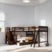 Kids Furniture Twin over Full L-Shaped Bunk Bed Kids Bed With 3 Drawers Ladder and Staircase, Espresso