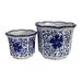 Sagebrook Home Ceramic Chinoiserie Planters, Set of 2, Elegant Blue and White, Ideal for Indoor Greenery - 6/8 Inch