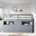 Kids Furniture Twin Size Kids Bed Loft Bed with 4 Drawers Underneath Cabinet and Shelves, Gray