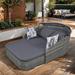 79.9" Patio Daybed with Adjustable Canopy, Outdoor Sunbed with Pillows, PE Rattan Double Lounge Chair for Garden, Blue