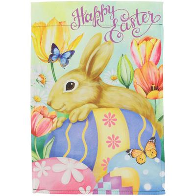 Bunny and Eggs "Happy Easter" Outdoor Garden Flag 18" x 12.5" - 18" x 12.5"