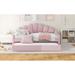 Full Size Upholstered Daybed with Twin Size Trundle, Velvet Day Bedframe Sofa Bed with Shall Shaped Backrest for Bedroom
