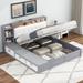 Queen Size Bed Frame with Storage Headboard and Shelves, Lift Up Storage Bed Platform Bed with Side Cabinets and USB Charging