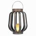 Solar Brown Cylindrical Decorative Plastic Lantern with LED