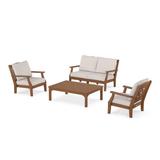 POLYWOOD® Martha Stewart By POLYWOOD 4 - Person Outdoor Seating Group w/ Cushions Plastic in Brown | Wayfair PWS1542-2-TE145999