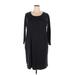 Lands' End Casual Dress - Shift Scoop Neck 3/4 sleeves: Black Print Dresses - Women's Size X-Large