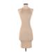 Moda International Casual Dress - Bodycon High Neck Sleeveless: Tan Solid Dresses - Women's Size X-Small