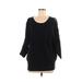 Soho JEANS NEW YORK & COMPANY Pullover Sweater: Black Tops - Women's Size Large