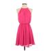 Lush Casual Dress - Mini Halter Sleeveless: Pink Print Dresses - Women's Size X-Small