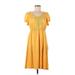 SONOMA life + style Casual Dress - Mini Scoop Neck Short sleeves: Yellow Solid Dresses - Women's Size Medium