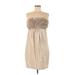 ALEXIA ADMOR New York Cocktail Dress - Mini Strapless Sleeveless: Tan Dresses - Women's Size Medium