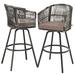 George Oliver Couto 30.3" Patio Bar Stool w/ Cushion Wicker/Rattan in Black/Brown | 44.1 H x 22.8 W x 21.7 D in | Wayfair