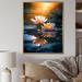 Ebern Designs Lotus Pond at Sunset II - Print on Canvas Plastic in Blue/White/Yellow | 44 H x 34 W x 1.5 D in | Wayfair