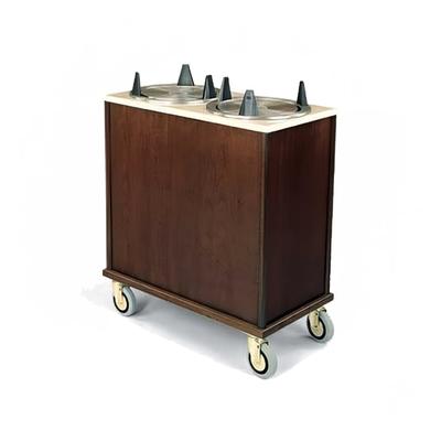 Forbes Industries 5425 Mobile Plate Dispenser Cart w/ (2) Self Elevating Dispensers - Unheated, Wood Veneer, Brown