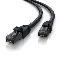 Primewire Patchkabel CAT 7 mit Baumwollummantelung - Gigabit Ethernet LAN Kabel - Black Series - 10 Gbit/s - S/FTP PIMF Schirmung - Netzwerkkabel - 5m Image