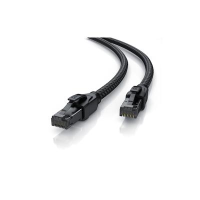 Primewire Patchkabel CAT 8 mit Baumwollummantelung, Gigabit Ethernet LAN Kabel - Black Series, 40 Gbit/s - S/FTP PIMF Schirmung, Netzwerkkabel - 10m Image