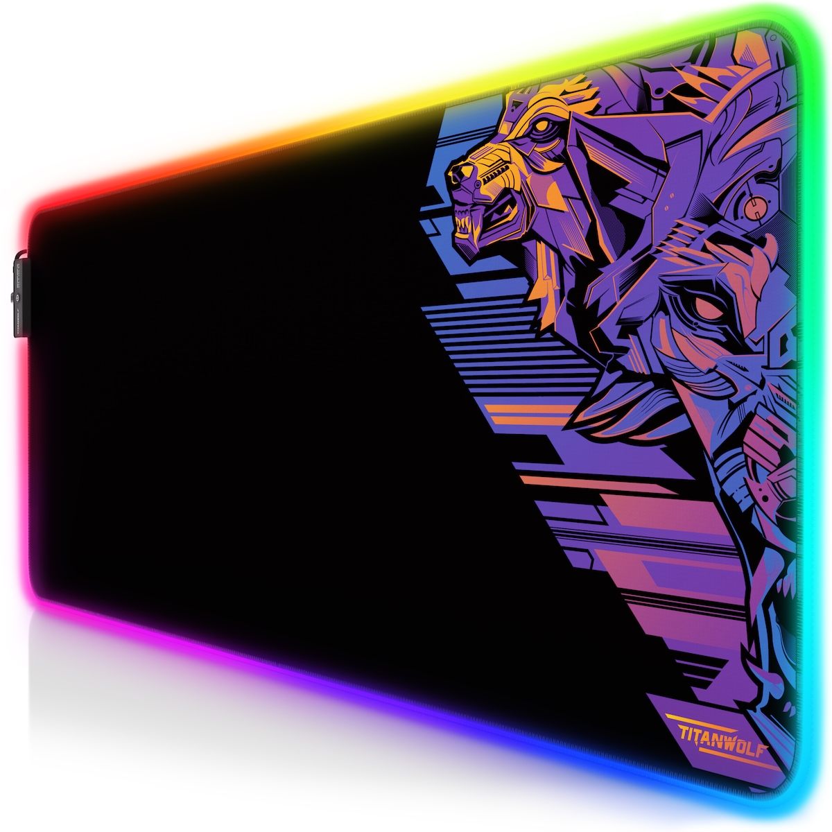 Titanwolf RGB Gaming Mauspad, Mousepad XL 800 x 300mm verbessert Präzision & Geschwindigkeit, Vector Gradient Image