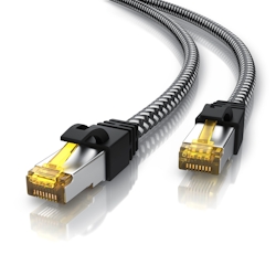 Primewire Patchkabel CAT 7 Rohkabel mit Baumwollummantelung - Gigabit Ethernet LAN Kabel - 10 Gbit/s - S/FTP PIMF Schirmung - Netzwerkkabel - 2m Image