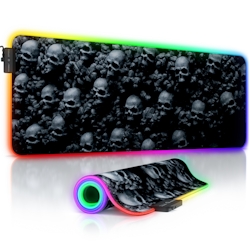 Titanwolf RGB Gaming Mauspad, Mousepad XL 800 x 300mm verbessert Präzision & Geschwindigkeit, Skulls Image