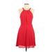 Express Outlet Cocktail Dress - Mini Halter Sleeveless: Red Print Dresses - Women's Size 6