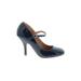 JG Heels: Mary Jane Stiletto Cocktail Blue Print Shoes - Women's Size 8 - Round Toe