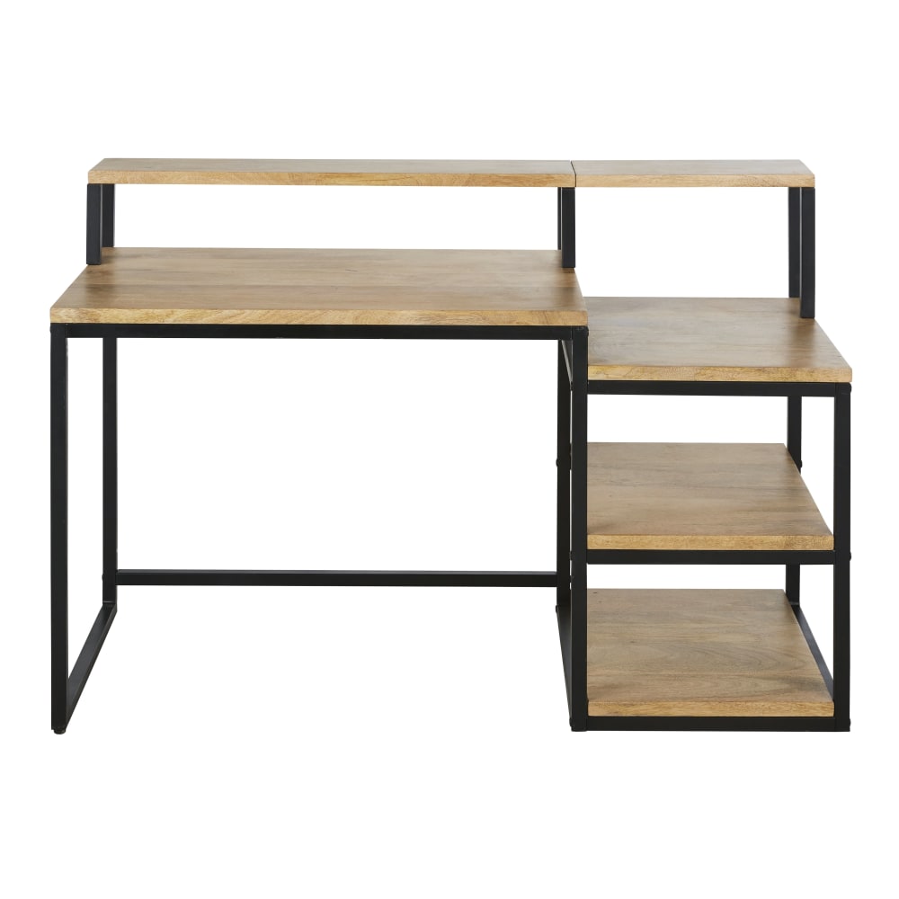 Bureau 3 étagères en bois de manguier et métal noir