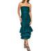 Triple Ruffle Strapless Tulle Bandage Dress - Green - Rare London Dresses