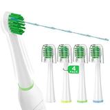 Replacement Toothbrush Heads for .. Water Pik Sonic Fusion .. (SF-01 / SF-02 / .. SF-03 / SF-04) Compact .. with Covers 4 Count .. White