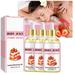 PURJKPU 3 PCS Juicy Strawberry Body Oil - 120ml Moisturizer for Dry Skin Women with Scented Perfume