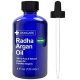 Radha Beauty Argan Oil USDA Certified Organic 4 oz. - 100% Pure Cold Pressed Moisturizing Rejuvenating Oil for Face Skin Hair Men & Women