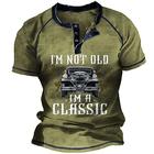 Herren Auto Grafik-Drucke Brief drucken Henley Shirt Grafischen T-Shirt Cooles Hemd Kurzarm Heißprägen Modisch Designer Basic Urlaub Strasse Ausgehen Sommer Schwarz Rot Marinenblau Grün Armeegrün