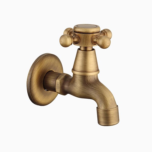 Waschmaschinenhahn Retro-Vollkupfer-Schnellöffnungs-Einzelkaltwasserhahn Ein- und Zwei-Aus-Dual-Use-Booster-Wasserhahn Image